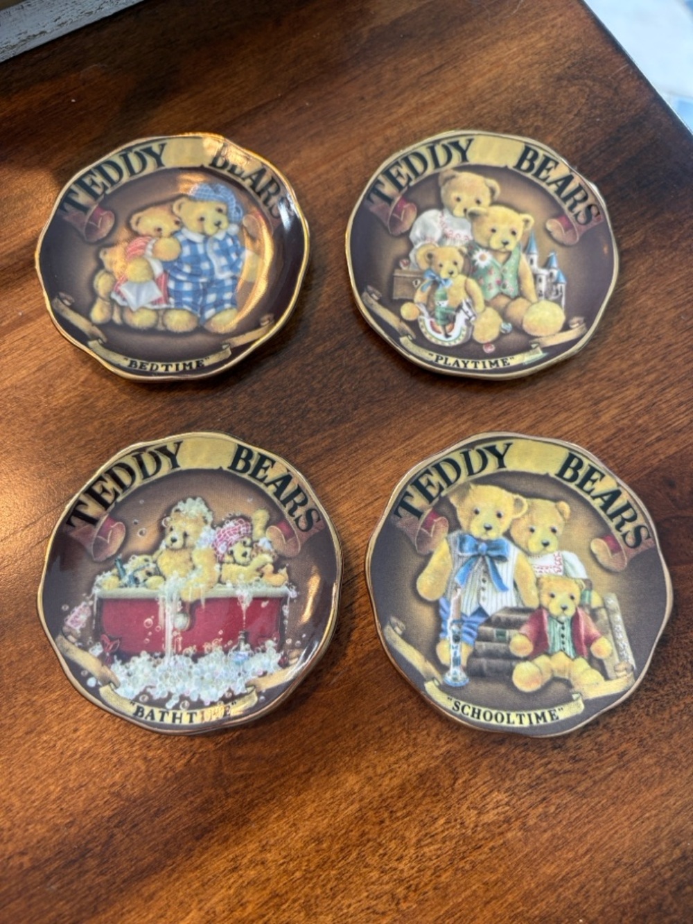 Vintage Teddy Bears Decorative Collectible Mini-Plates - Bone China